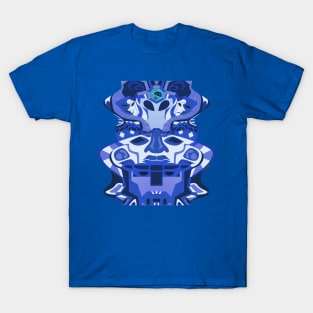 deep blue olmec sentinel head ecopop T-Shirt